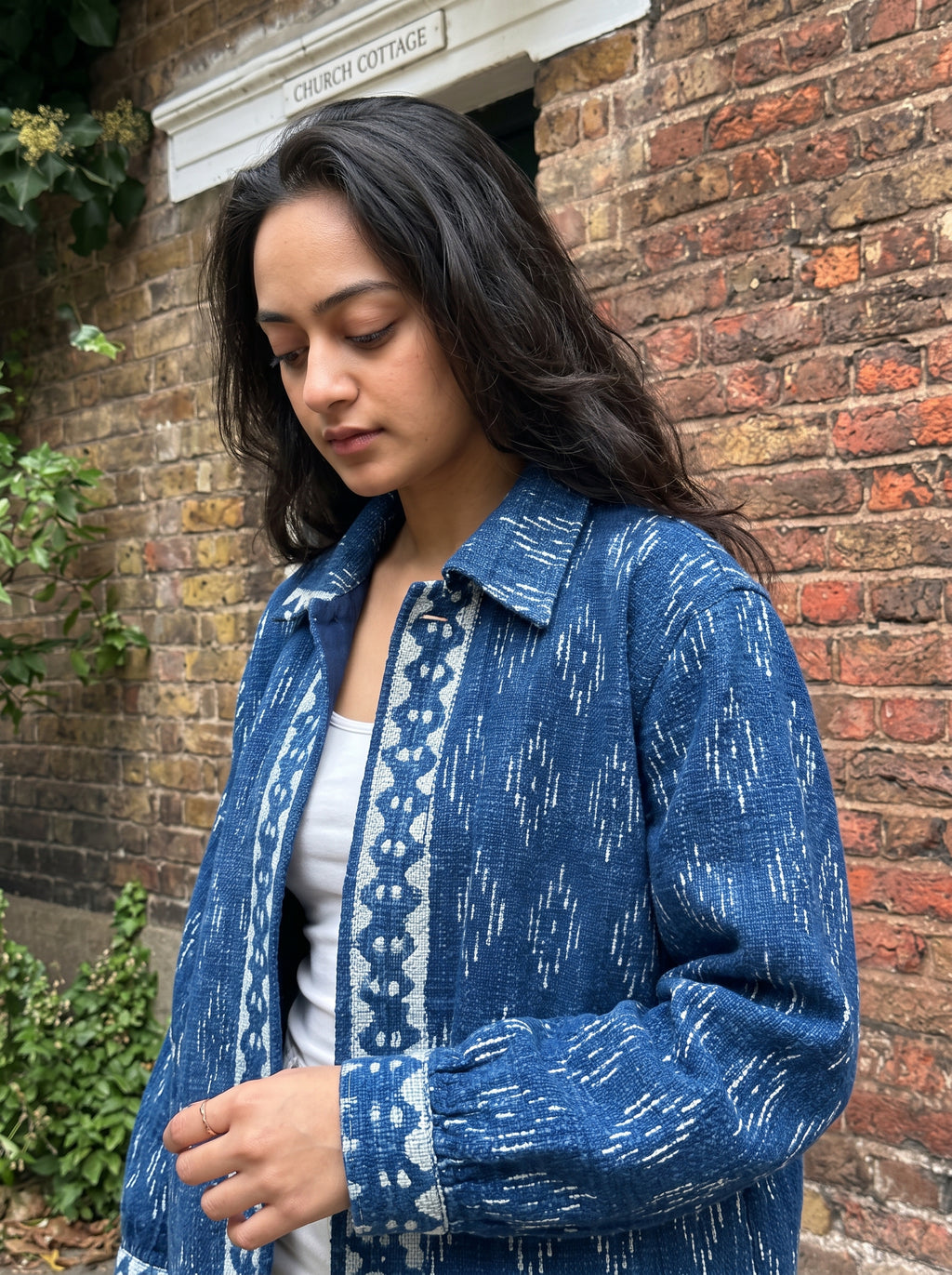 Indigo Ikat Block Print TNT Jacket