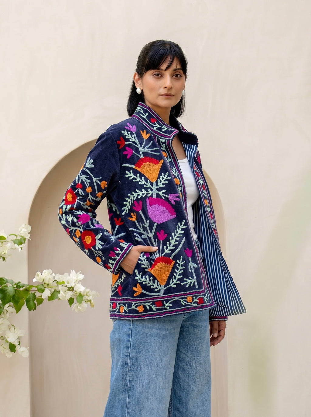 Midnight Wildflower Embroidered Jacket
