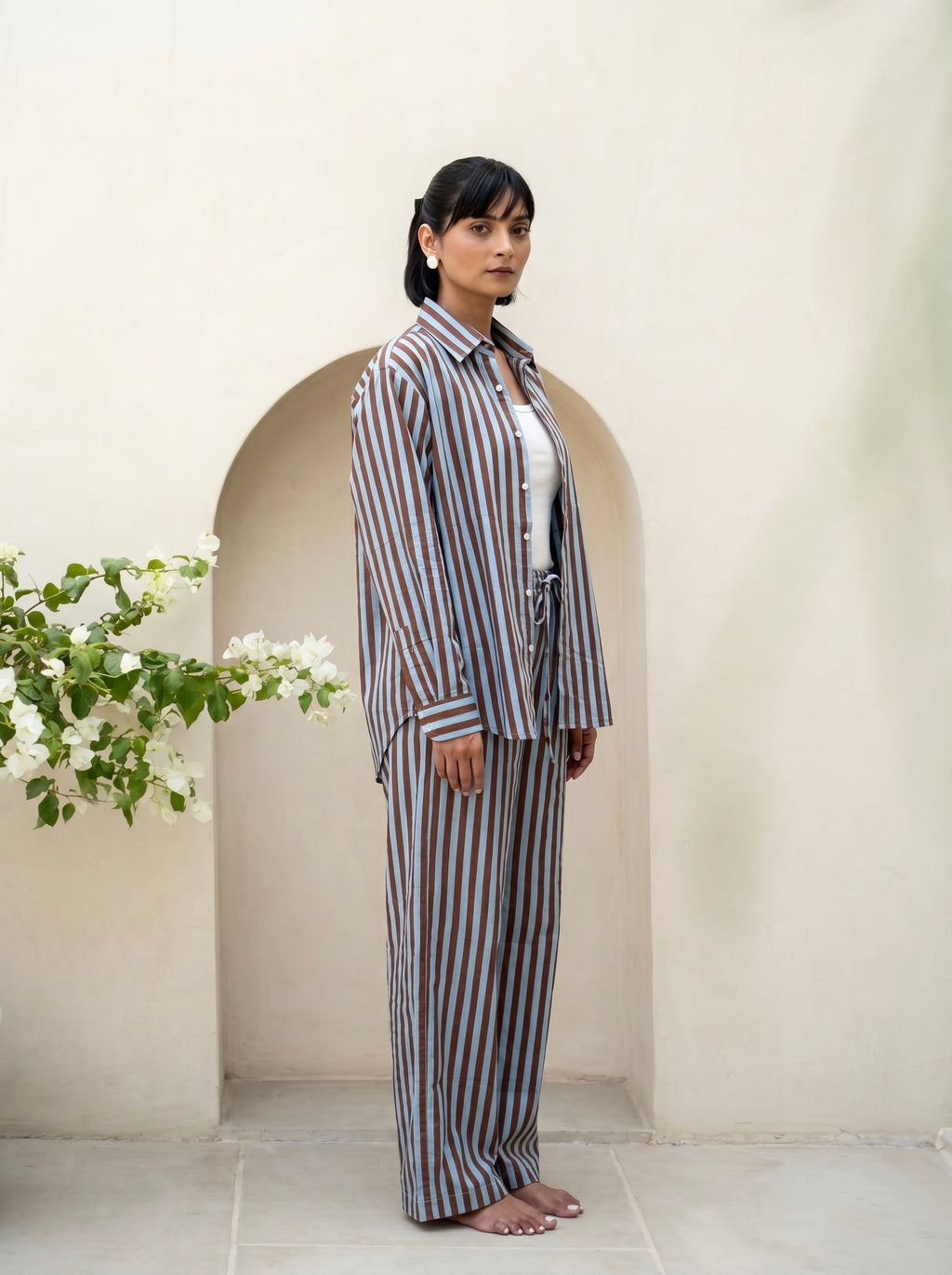Mocha Blue Stripe Co-Ord Set