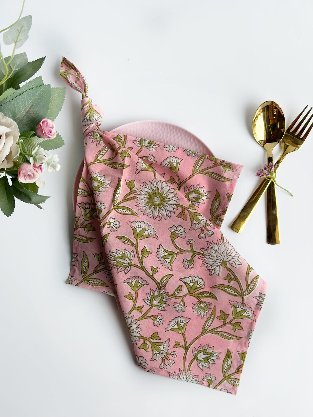 Pink wildflower Cotton Napkin (Set of 6)