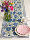 Blue Floral Hand Block Print Table Runner