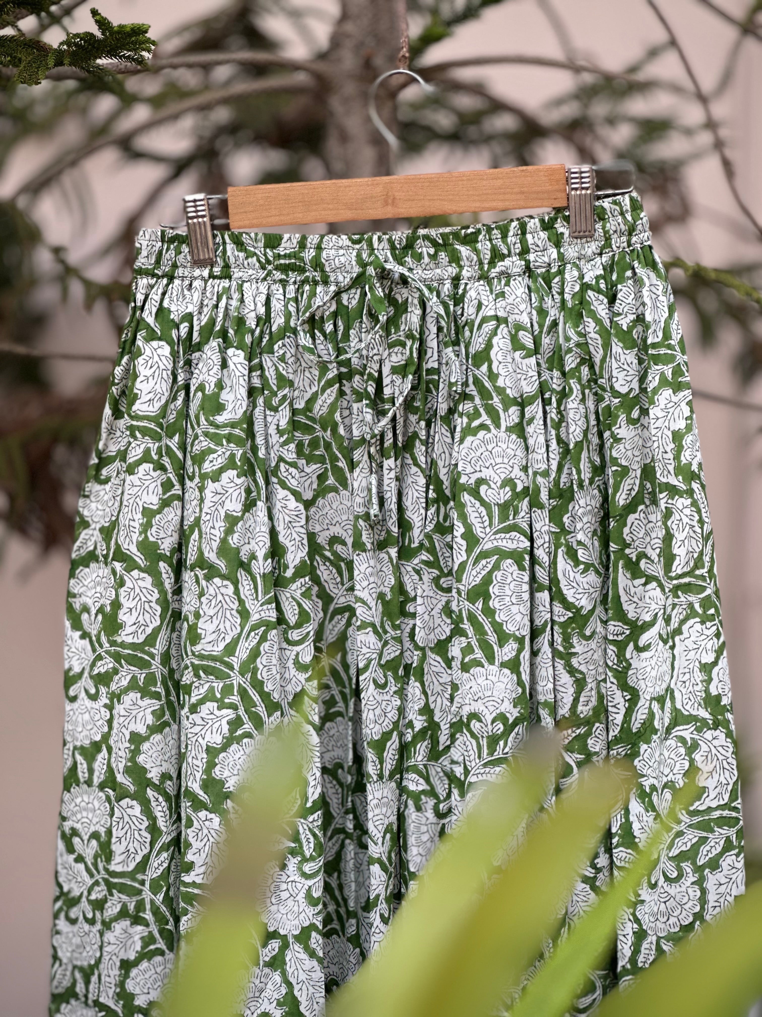 Forest Blossom Cotton Maxi Skirt