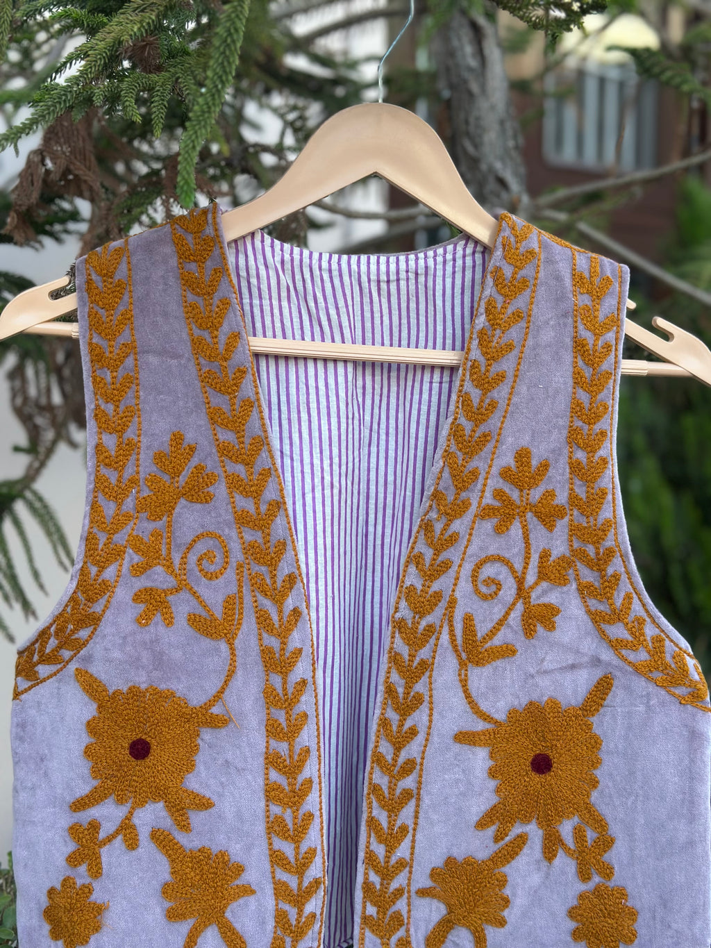 Lavender Bloom Handcrafted Velvet Vest