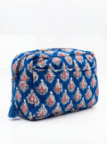 Indigo Blossom Quilted Cosmetic Bag