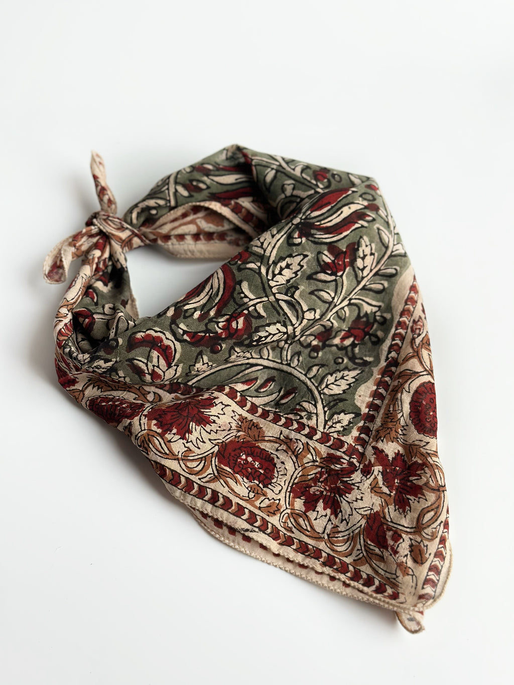 Olive Bloom Printed Cotton Bandana (Pack of 2)