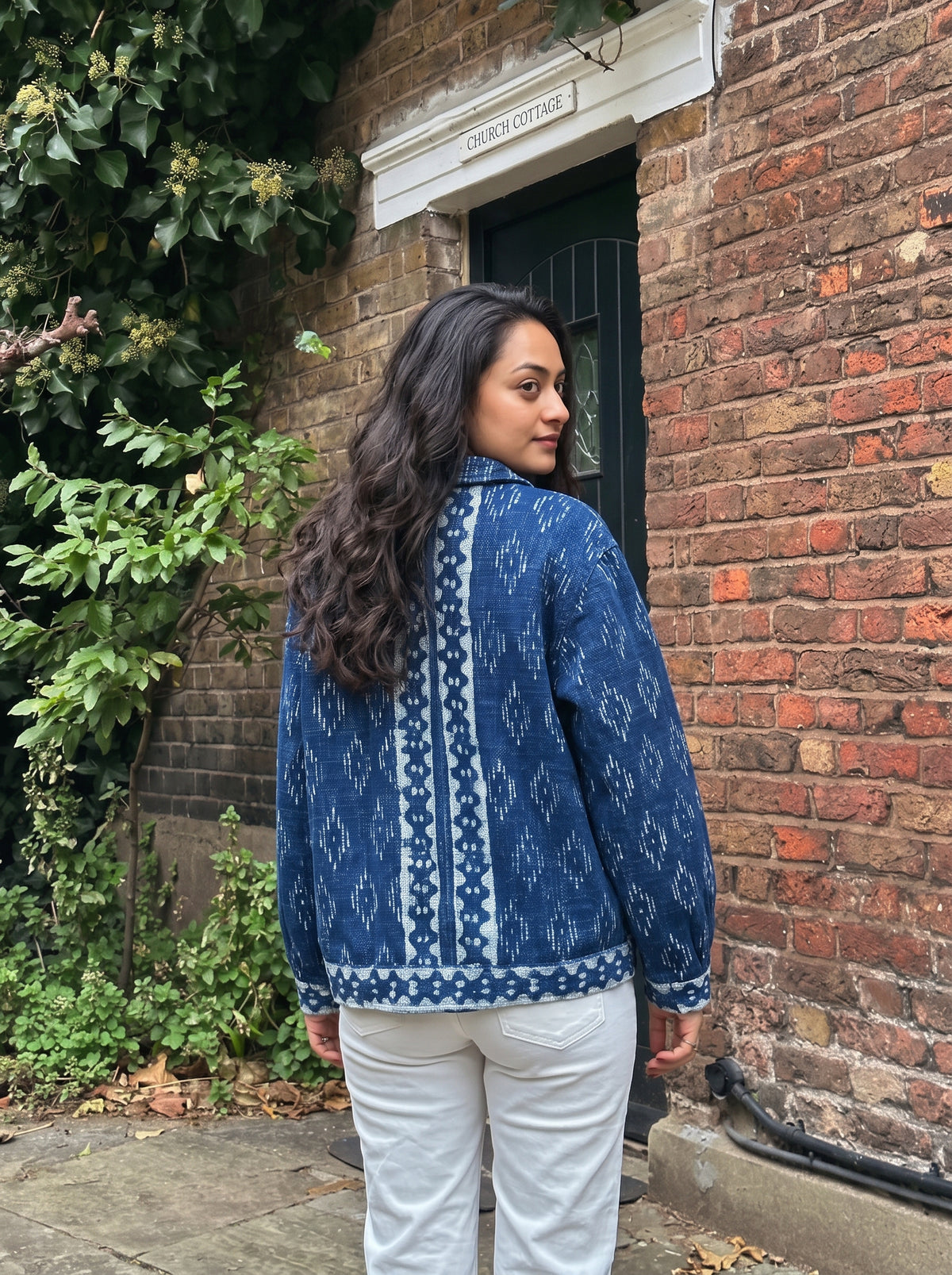Indigo Ikat Block Print TNT Jacket