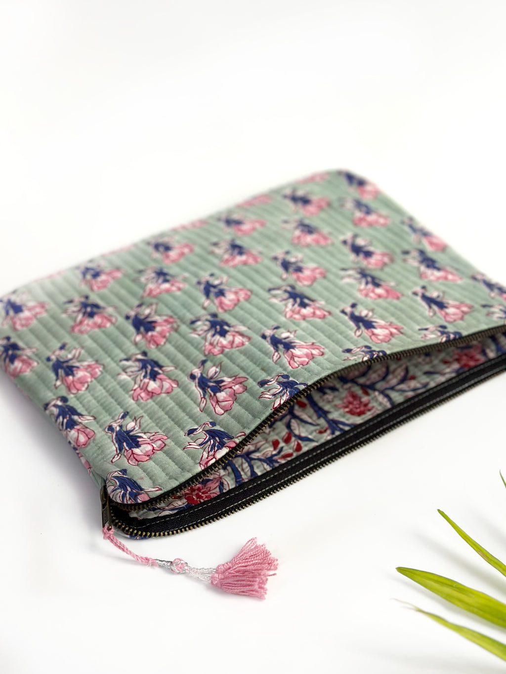 Mint Blossom Quilted Laptop & Ipad Sleeve
