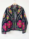 Black Fuchsia Suzani Bloom Velvet Jacket