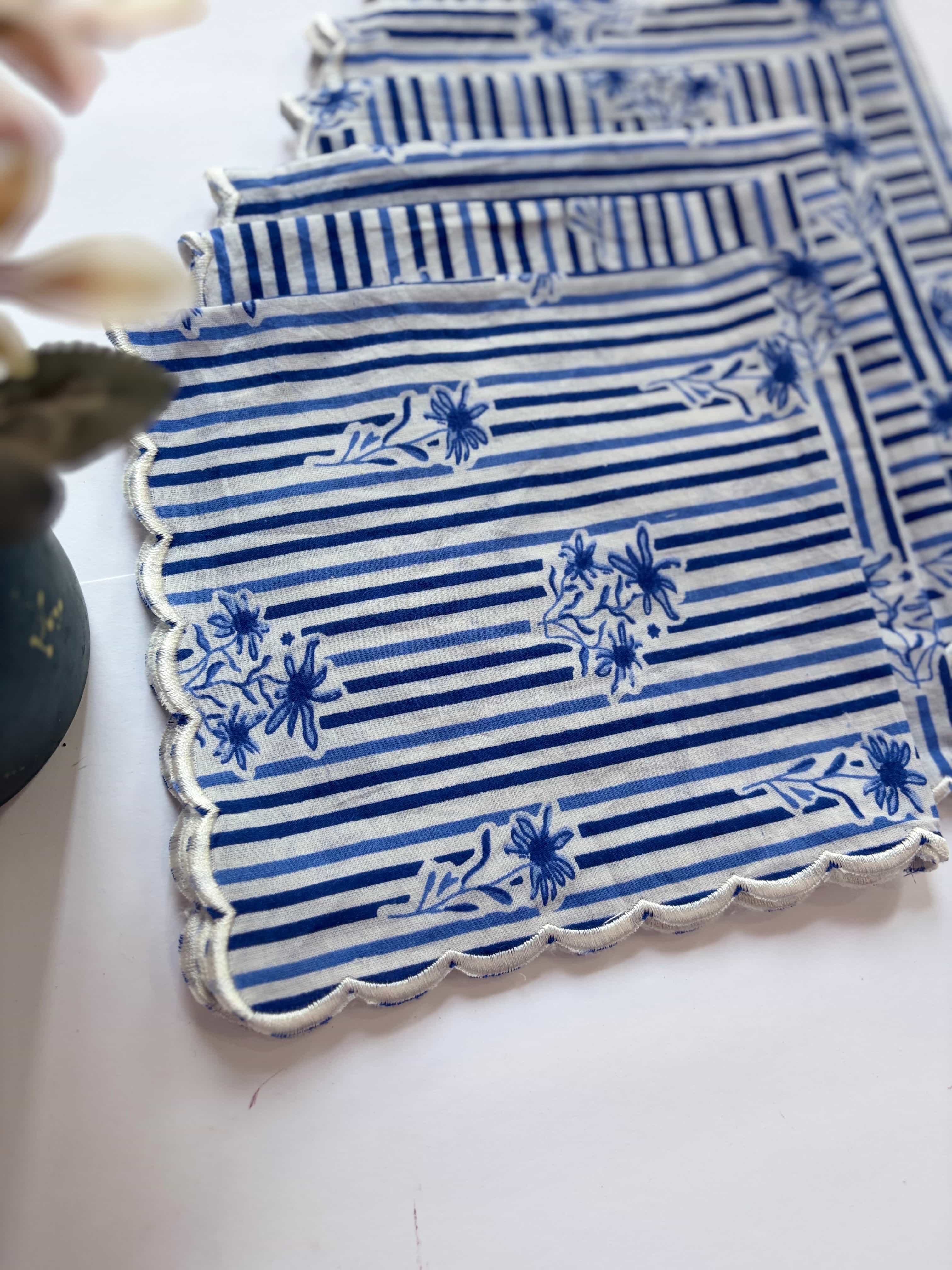 Classic Blue Stripe Printed Napkins