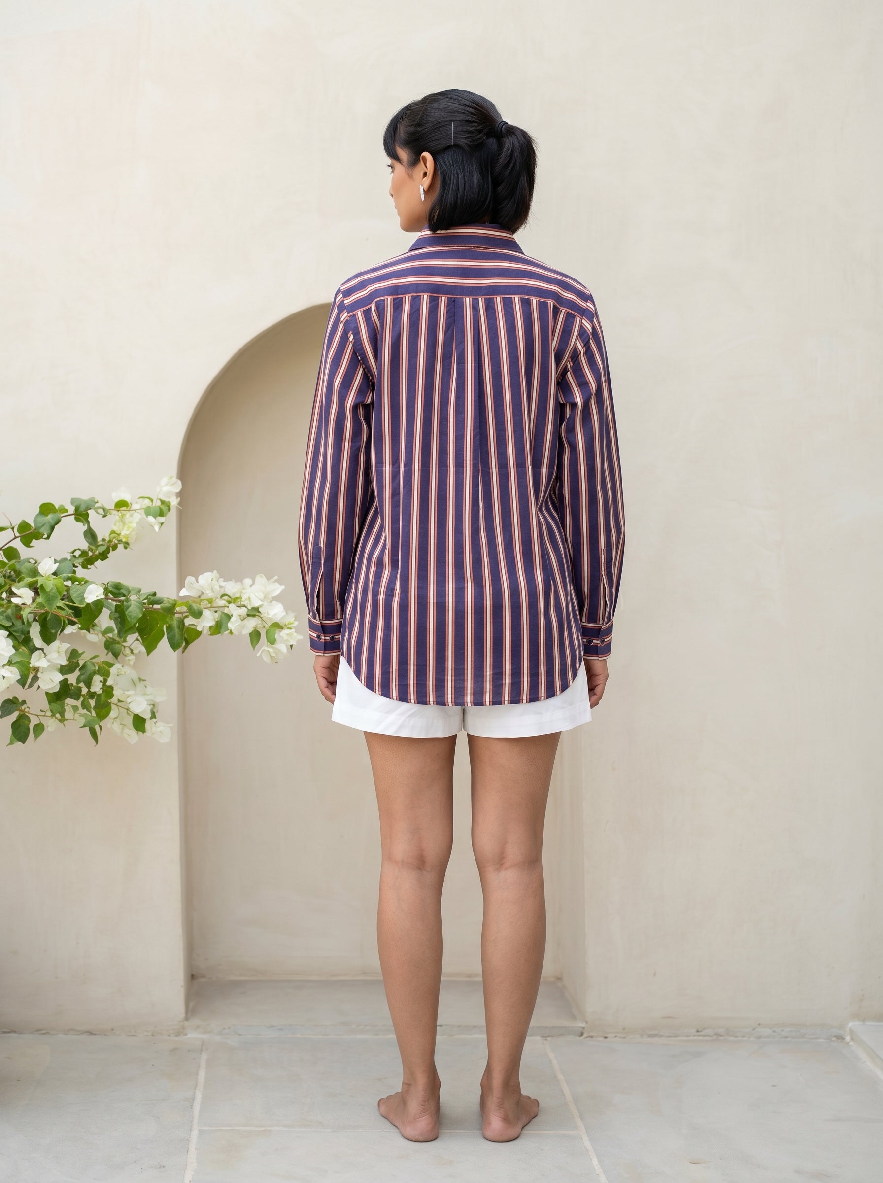 Vintage Plum Stripe Oversized Shirt