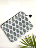 Blue Leaf Quilted Laptop & Ipad Sleeve