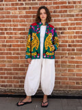 Teal Garden Tiger Embroidered Jacket