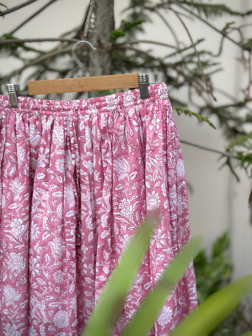 Rose Garden Block Print Maxi Skirt