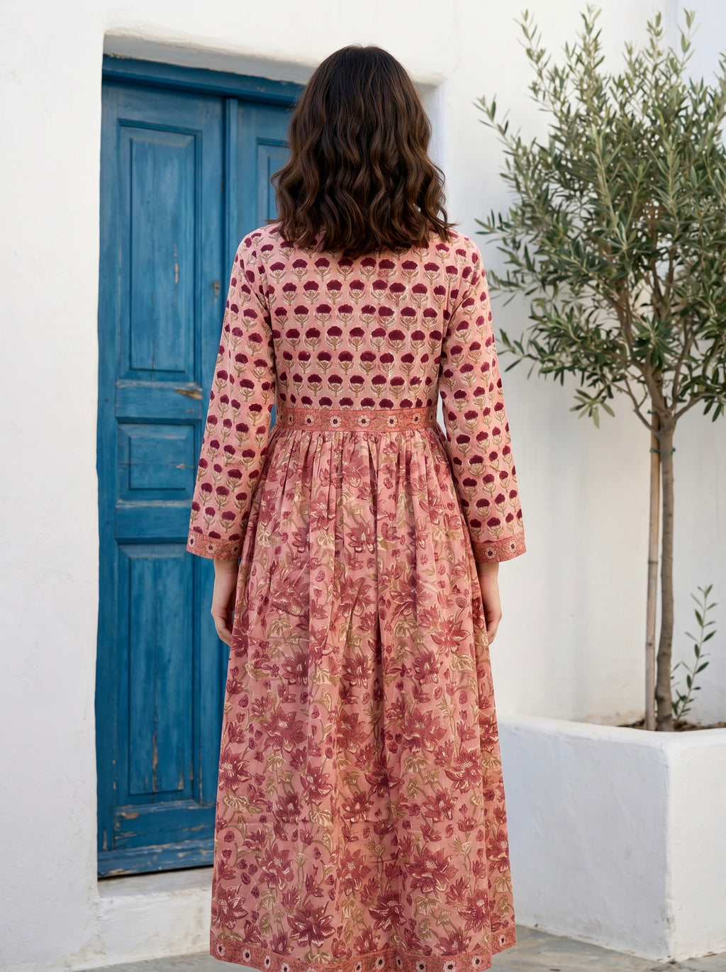 Rose Bloom Cotton Printed Maxi Dress