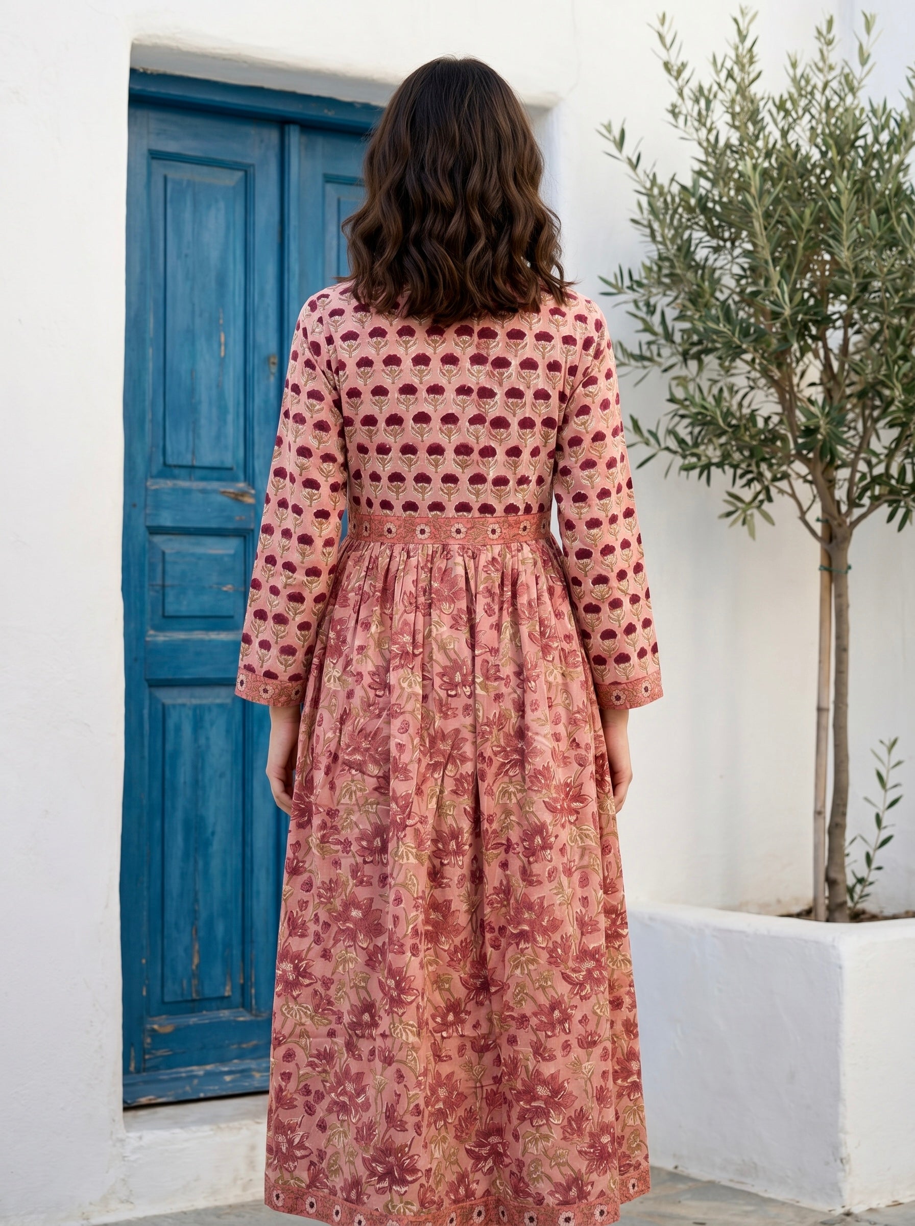 Rose Bloom Cotton Printed Maxi Dress