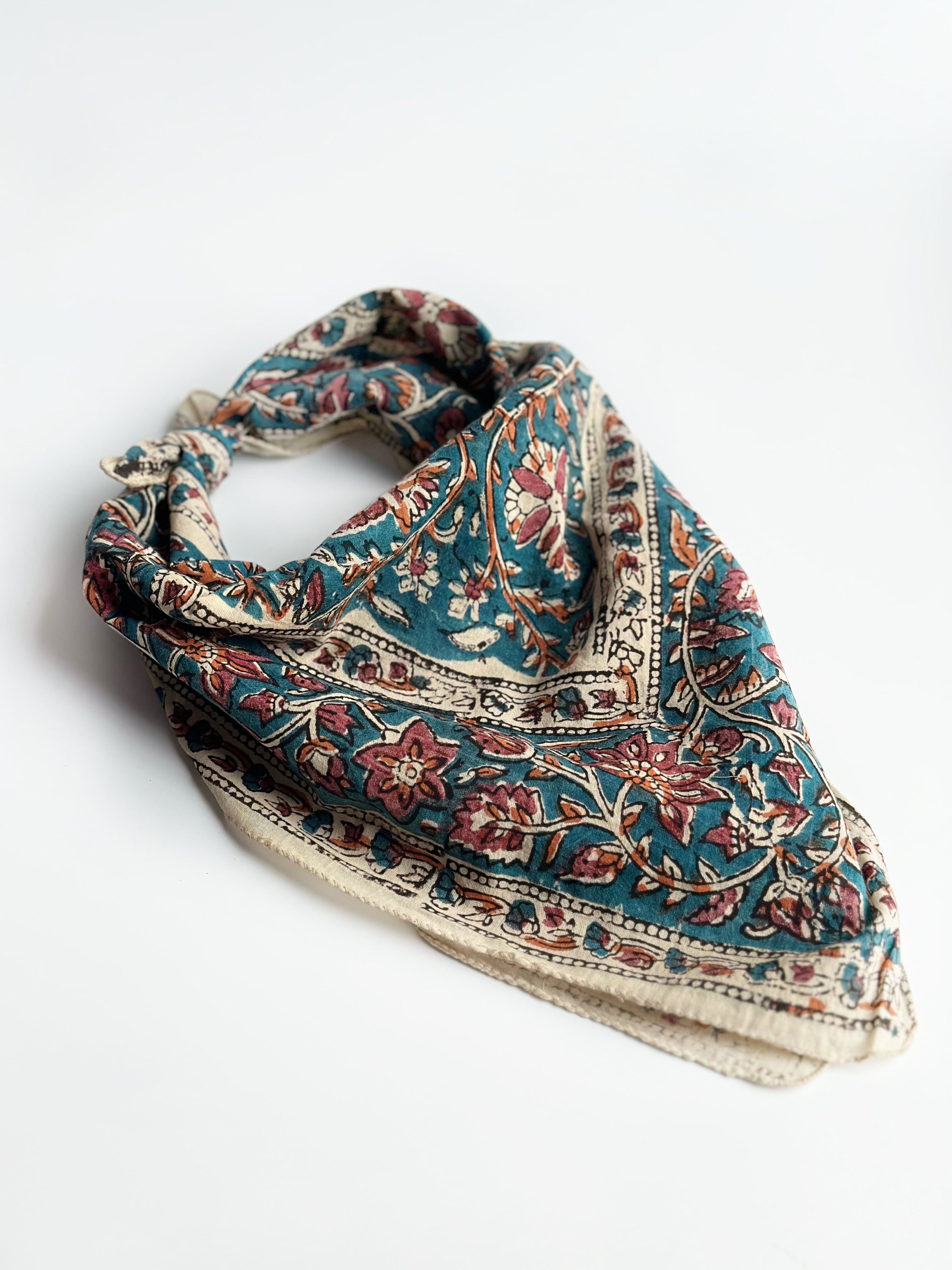 Teal Blossom Cotton Bandana (Pack of 2)
