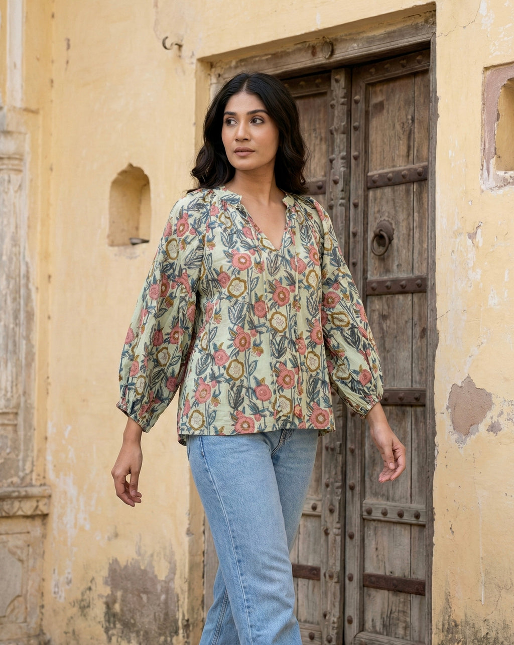 Floral Meadow Printed Cotton Top