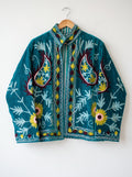 Teal Garden Embroidered Velvet Jacket