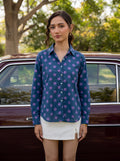 Indigo Purple Dot Cotton Shirt