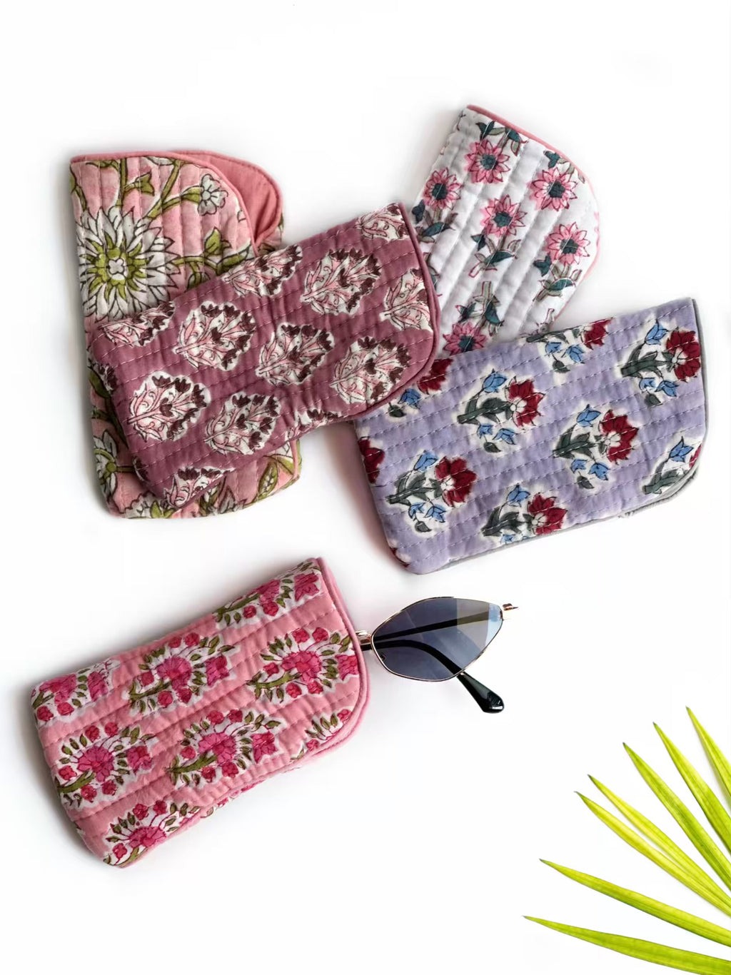 Pack of 5 Assorted Quilted Cotton Eyeglass Cases