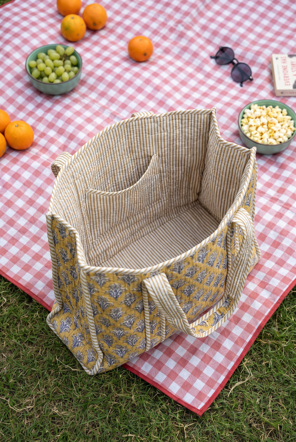 Mustard Bloom Quilted Tote Bag
