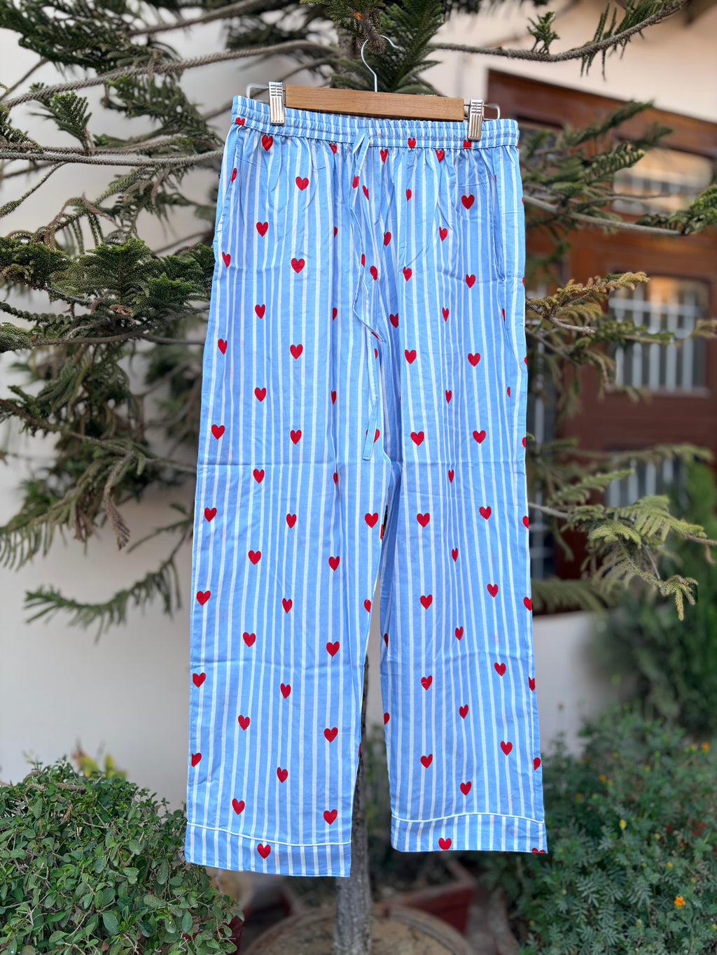 Sweetheart striped cotton Blue PJ set