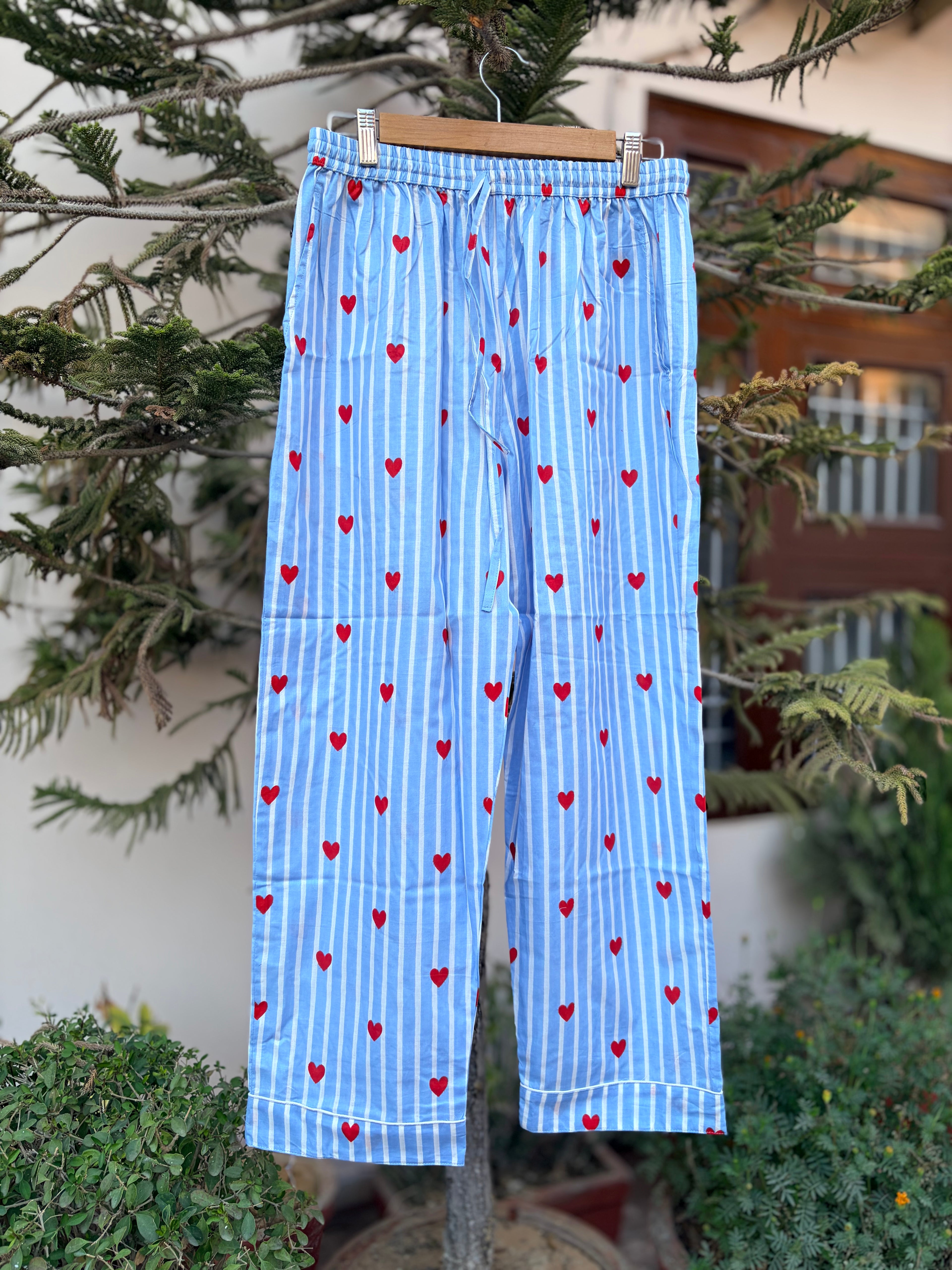 Sweetheart striped cotton Blue PJ set