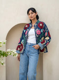 Navy Floral Suzani Denim Jacket