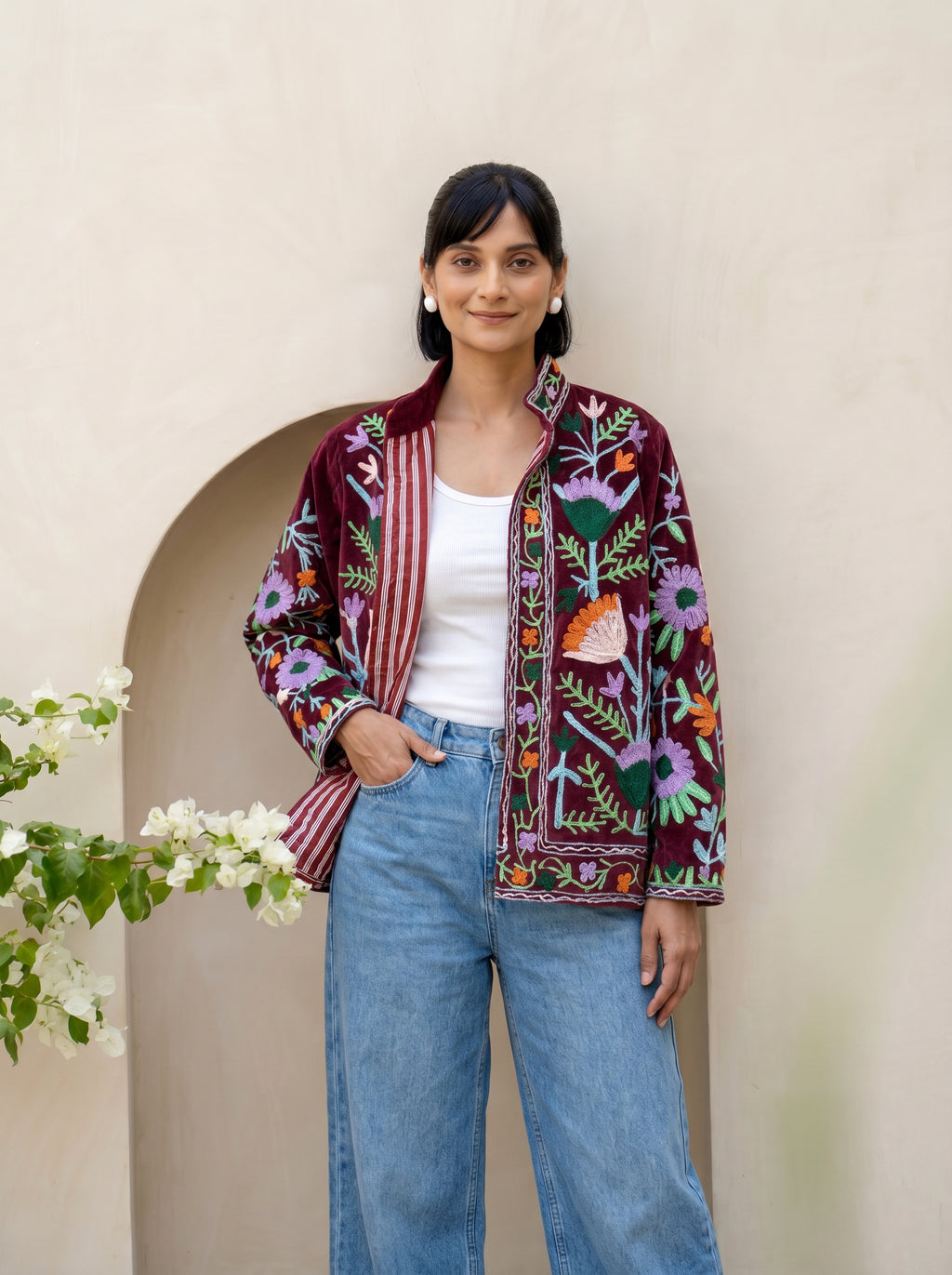 Crimson Meadow Embroidered Jacket