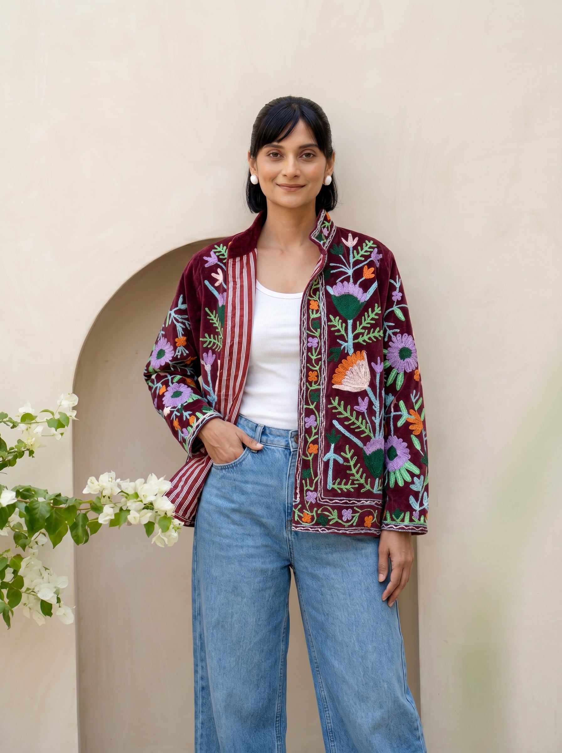 Crimson Meadow Embroidered Jacket