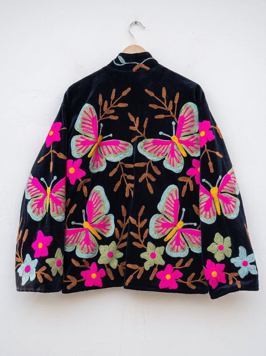Black Velvet Butterfly Embroidered Jacket