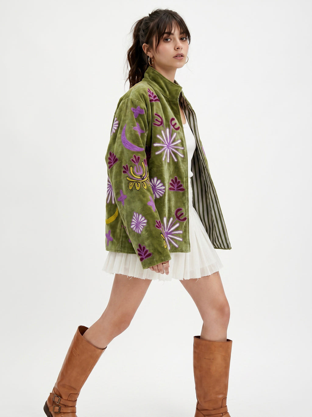 Olive Safari Velvet Jacket