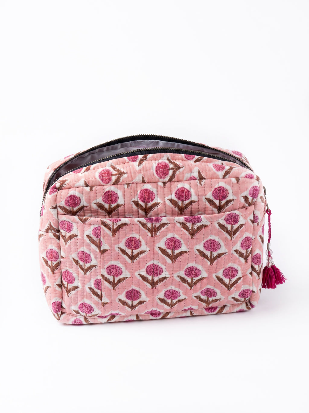 Pink Blossom Quilted Cosmetic Pouch