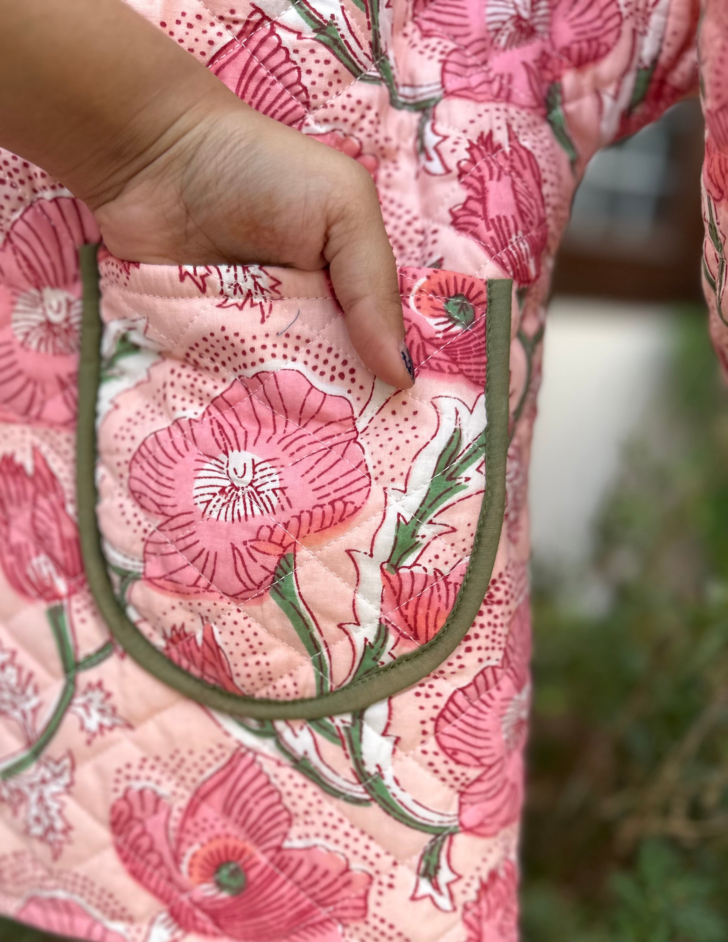 Blush Garden Floral Quilted Reversible Jacket