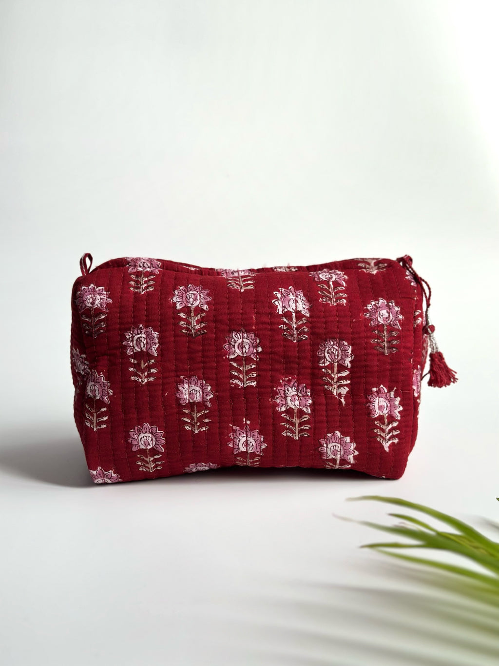 Ruby Blossom Quilted Cosmetic Bag Set of 3