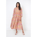 Yellow Floral Block Print Maxi Anokhi Dress