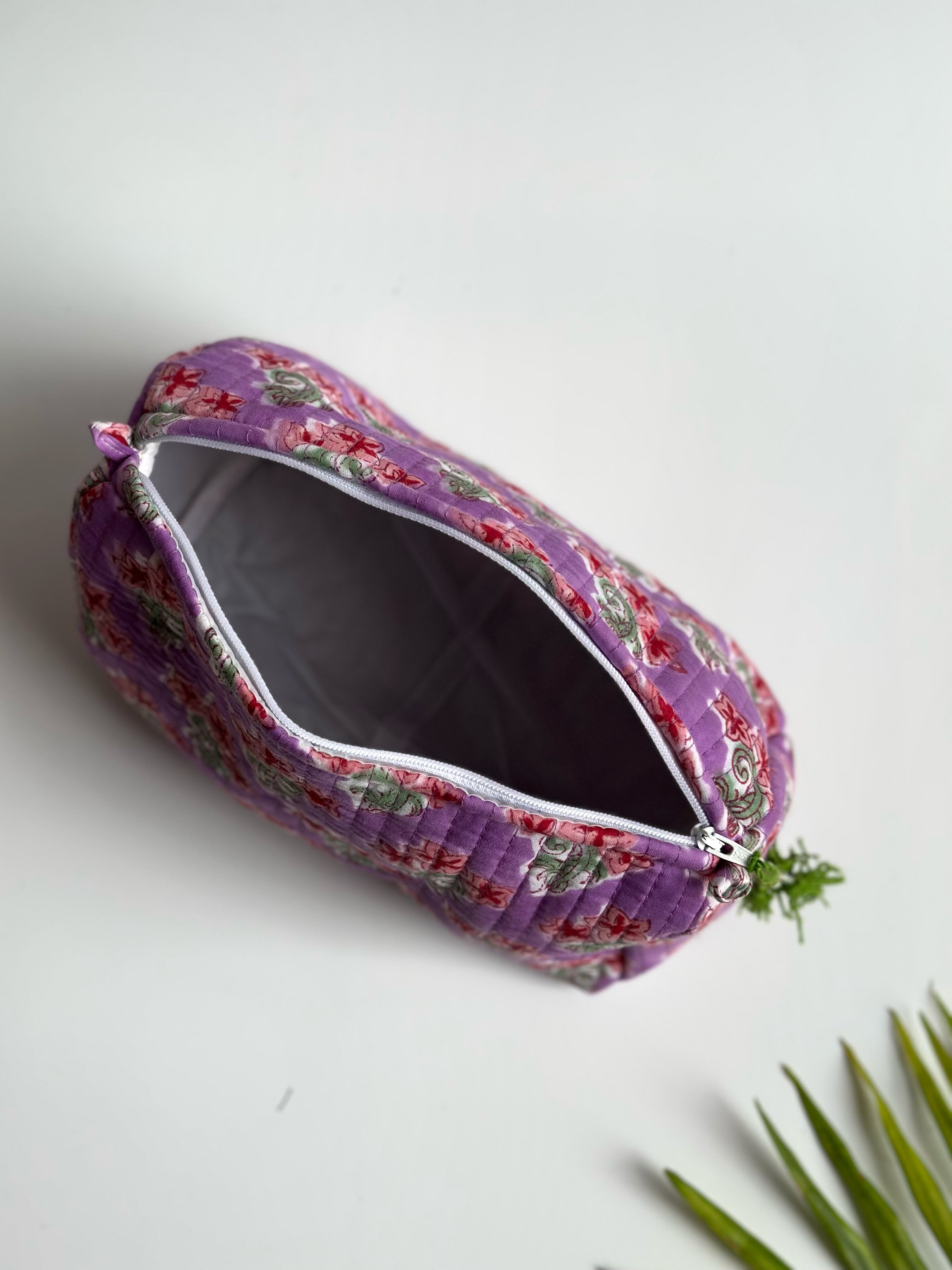 Lavender Meadow Quilted Cosmetic Bag Set of 3