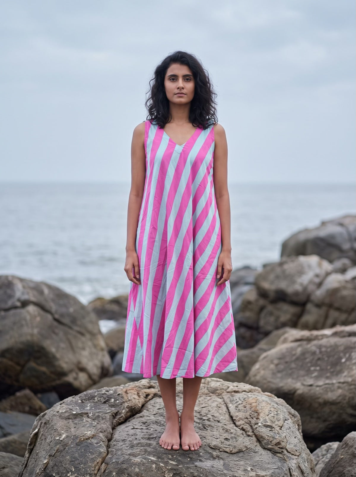 Cotton Candy Stripe Midi Dress