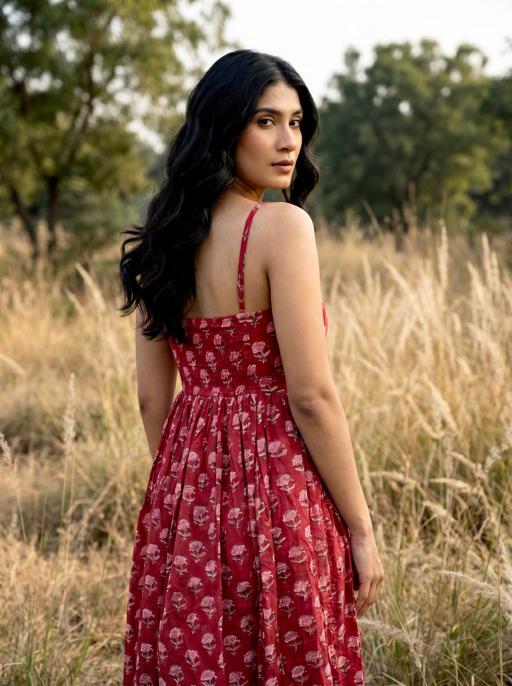 Crimson Bloom Sleeveless Maxi Dress