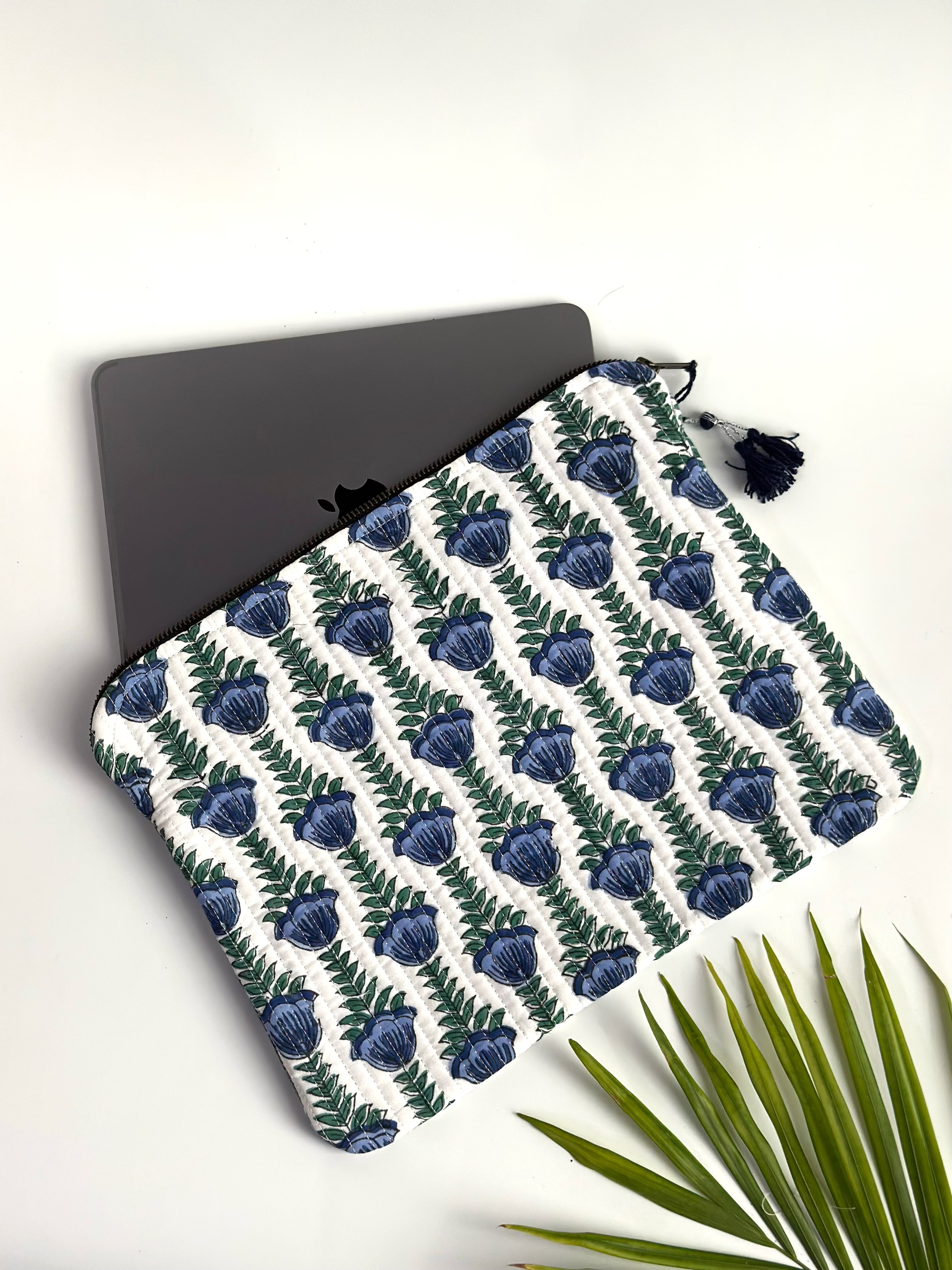 Indigo Tulip Quilted Laptop & Ipad Sleeve