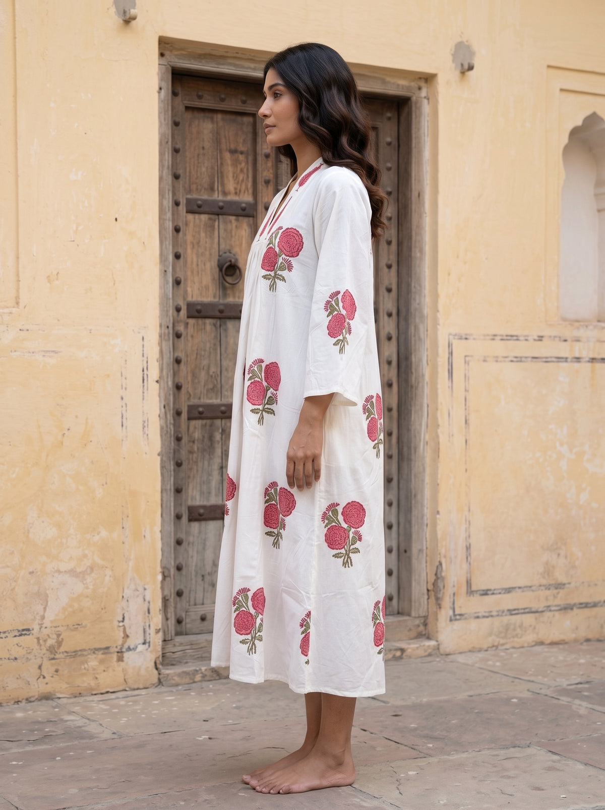Jaipur Pink Hand Block Print Cotton Dress