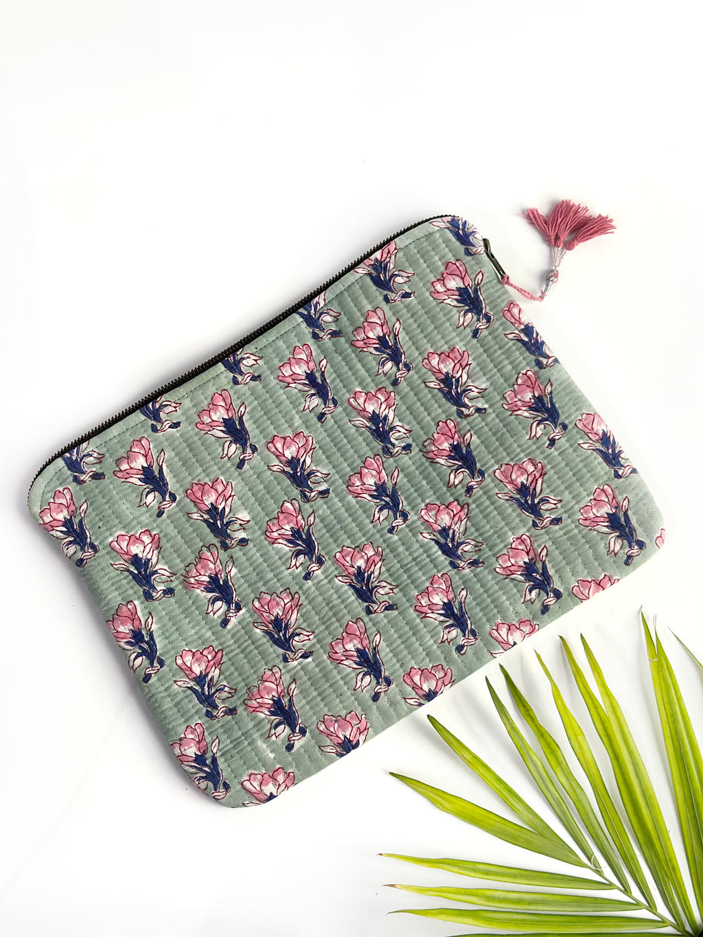 Mint Blossom Quilted Laptop & Ipad Sleeve
