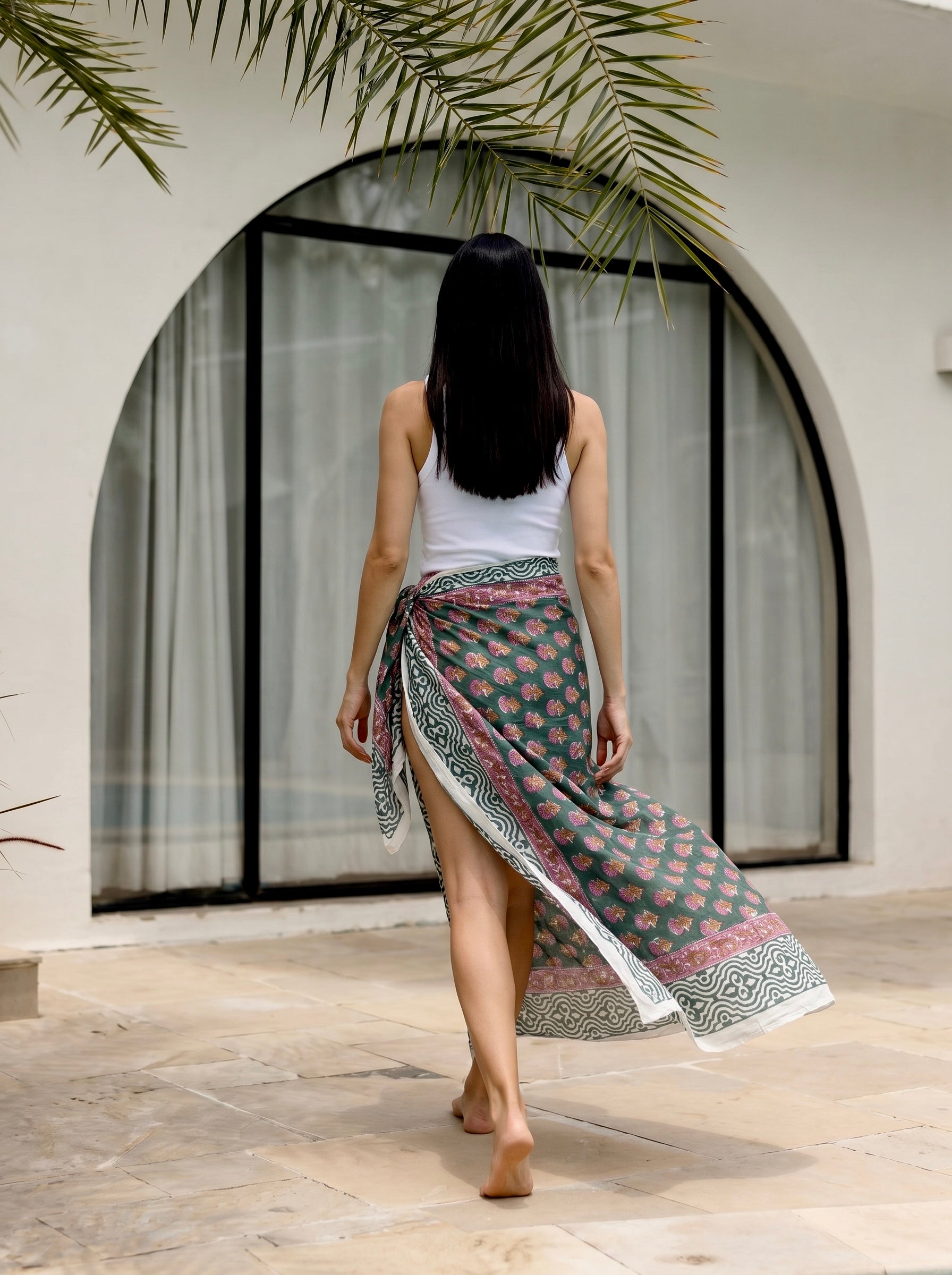 Forest Paisley Block Print Cotton Sarong
