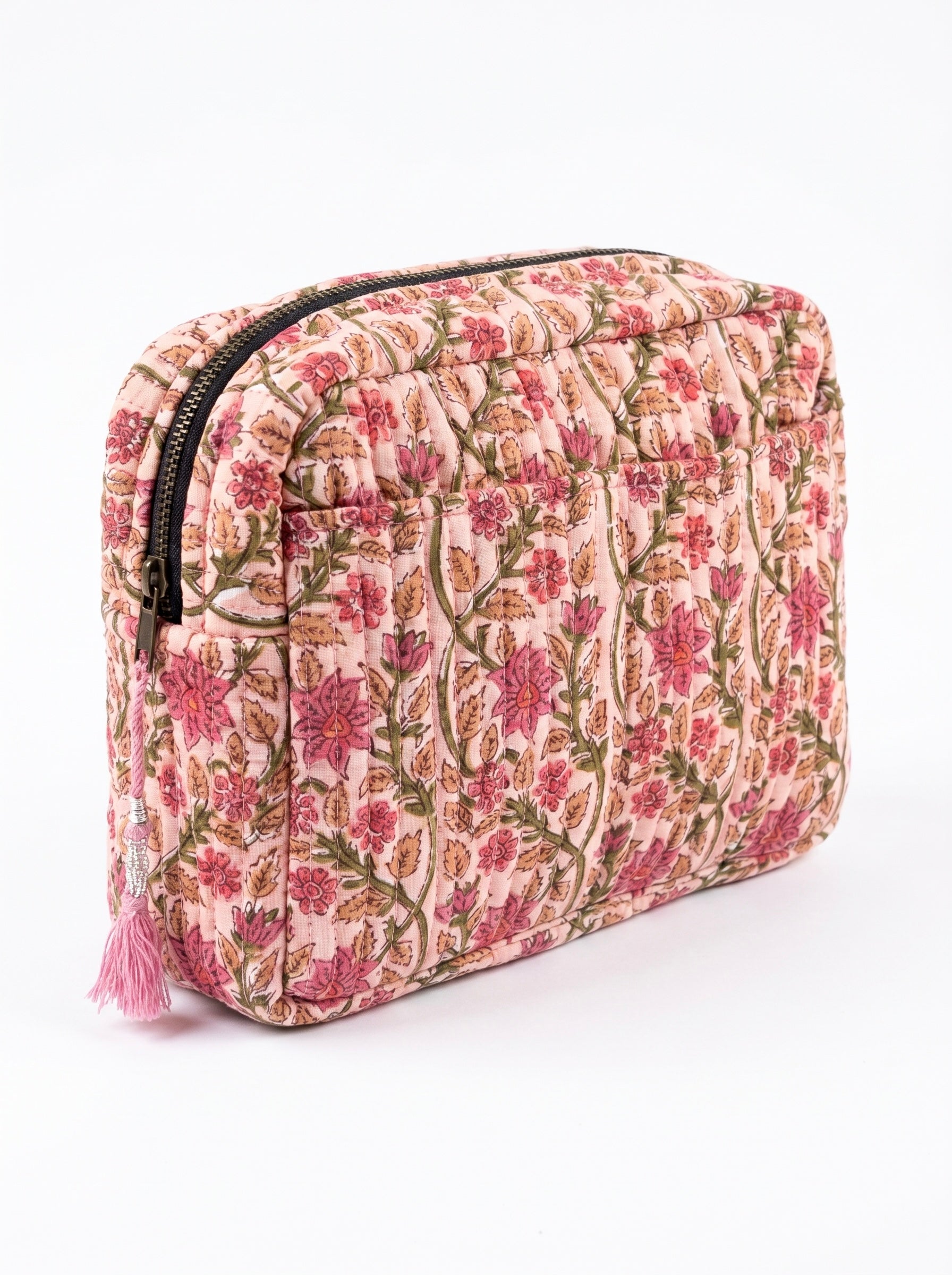 Vintage Rose Quilted Cosmetic Pouch