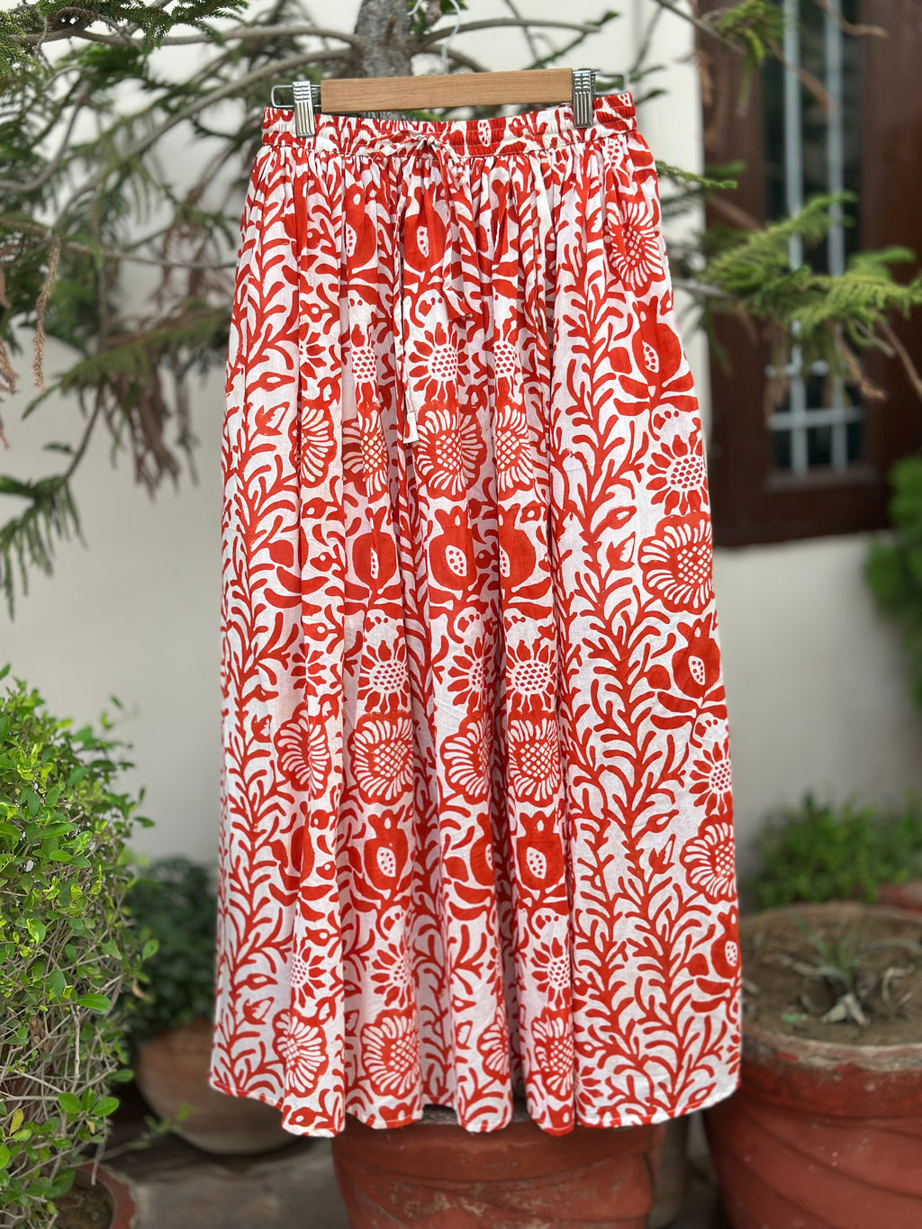 Scarlet Garden Cotton Maxi Skirt
