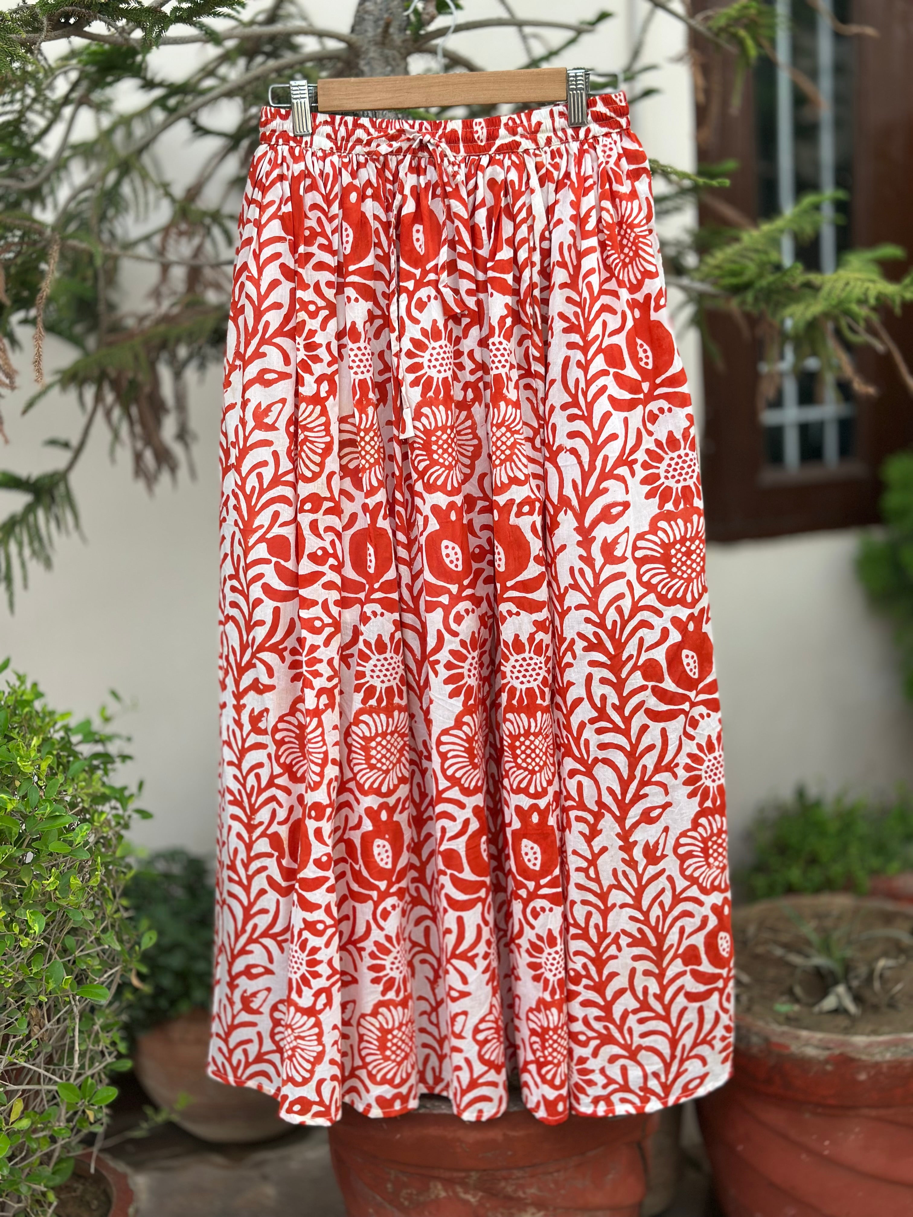 Scarlet Garden Cotton Maxi Skirt