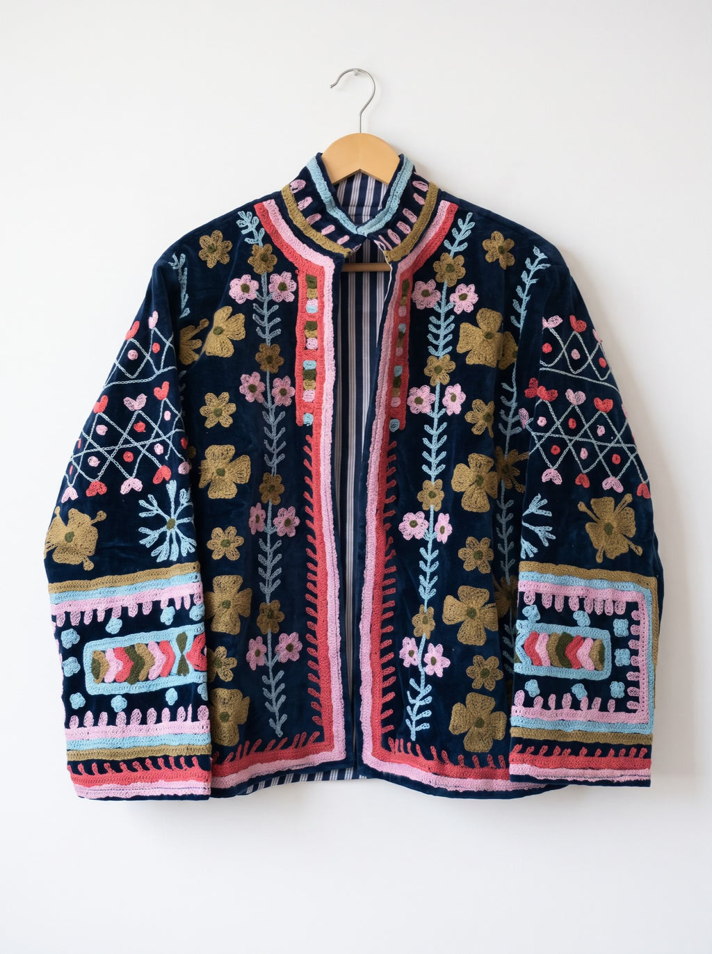 Midnight Bloom Embroidered Velvet Jacket
