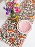 Orange Floral Hand Block Print Table Runner