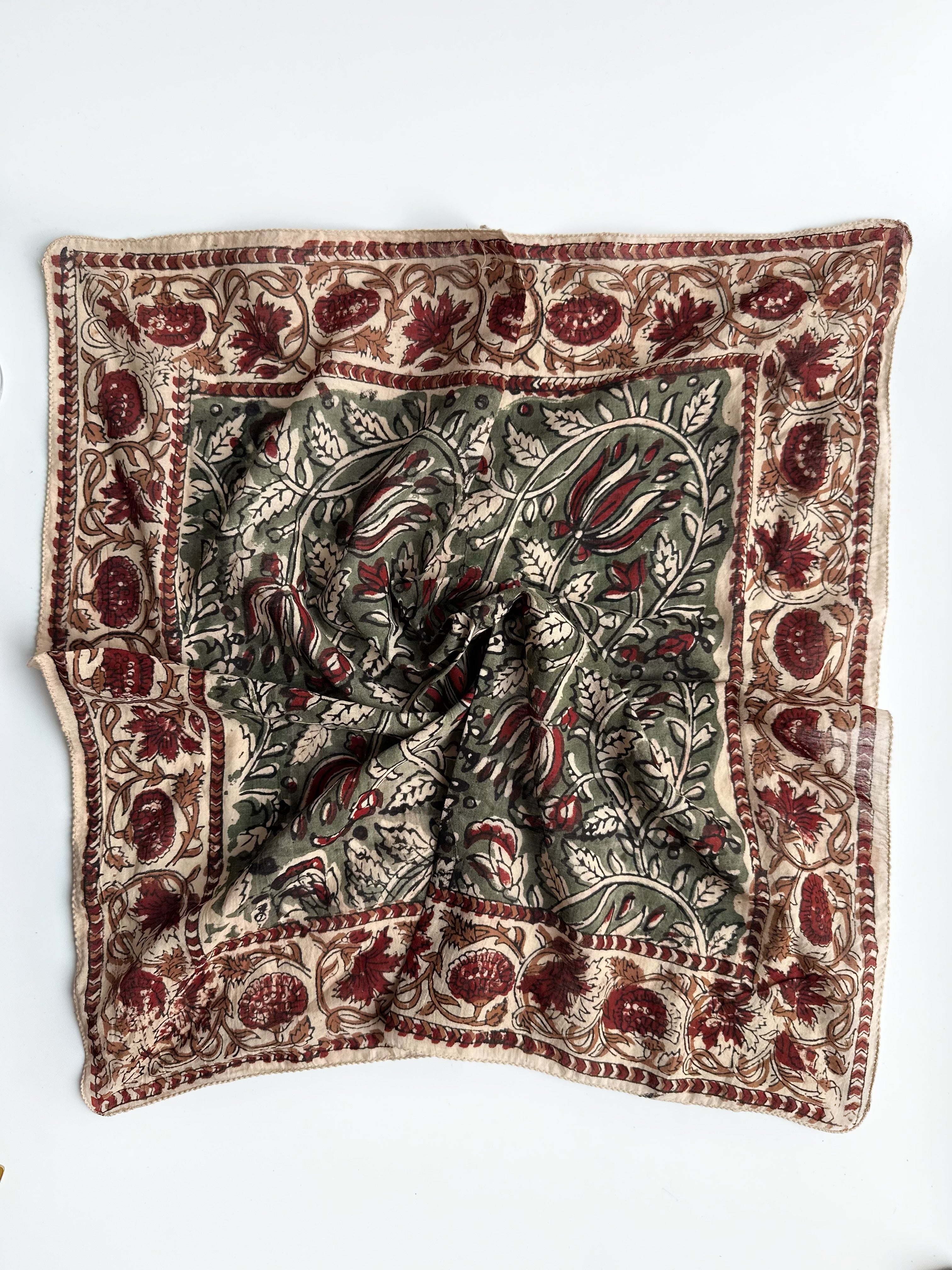 Olive Bloom Printed Cotton Bandana (Pack of 2)
