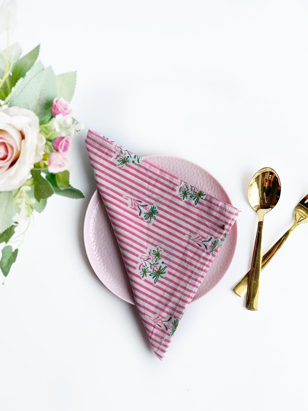 Candy Stripe Blossom Cotton Napkin (Set of 6)